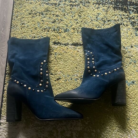 New Free People Dakota Studded western blue boots 38 - Picture 5 of 11